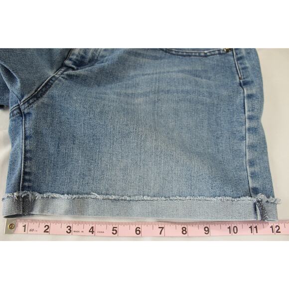 Women's Size 8 Mid-Rise Frayed Hem Denim Jean Shorts Blue - Picture 7 of 7